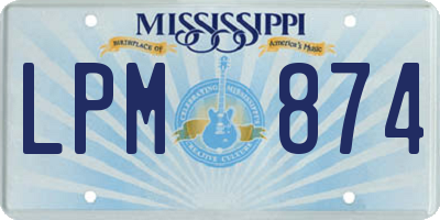 MS license plate LPM874