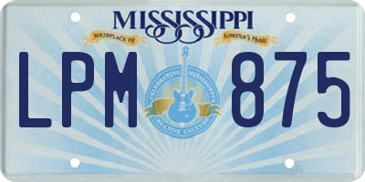 MS license plate LPM875