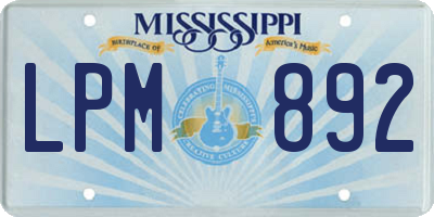 MS license plate LPM892