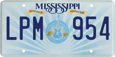 MS license plate LPM954