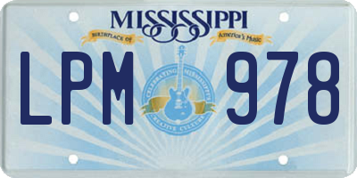 MS license plate LPM978