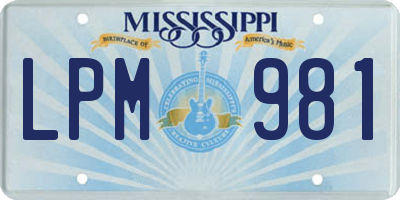 MS license plate LPM981
