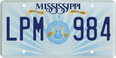 MS license plate LPM984