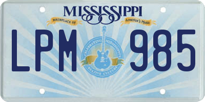 MS license plate LPM985
