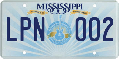 MS license plate LPN002