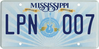 MS license plate LPN007