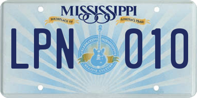 MS license plate LPN010