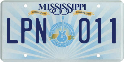 MS license plate LPN011
