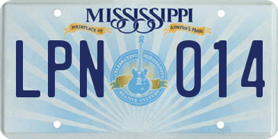 MS license plate LPN014