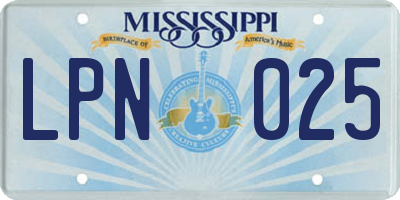 MS license plate LPN025