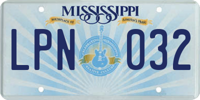 MS license plate LPN032