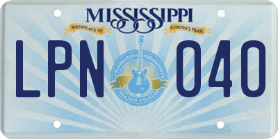 MS license plate LPN040