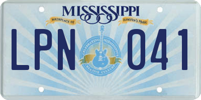 MS license plate LPN041