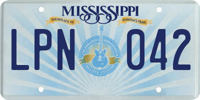 MS license plate LPN042