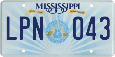 MS license plate LPN043