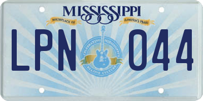 MS license plate LPN044