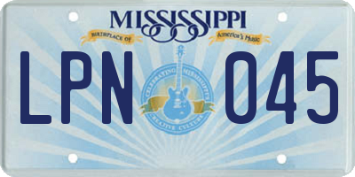 MS license plate LPN045