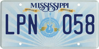 MS license plate LPN058