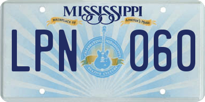 MS license plate LPN060