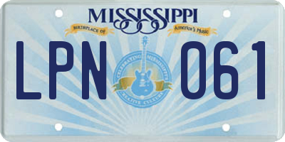 MS license plate LPN061