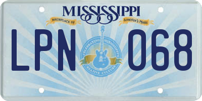MS license plate LPN068