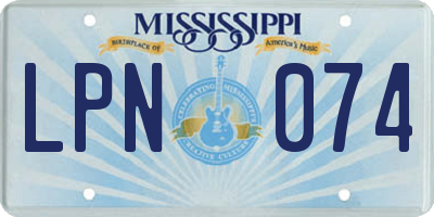 MS license plate LPN074