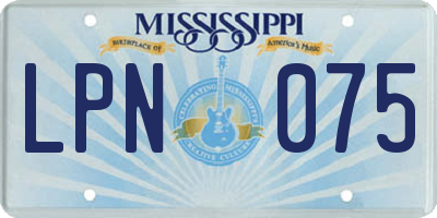 MS license plate LPN075