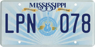MS license plate LPN078