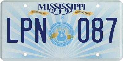 MS license plate LPN087
