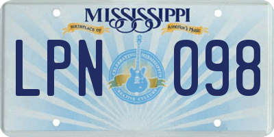MS license plate LPN098