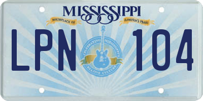 MS license plate LPN104