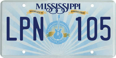 MS license plate LPN105