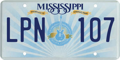 MS license plate LPN107