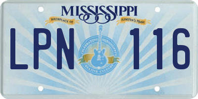 MS license plate LPN116