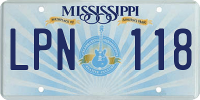 MS license plate LPN118
