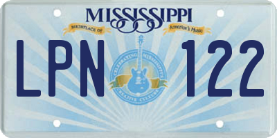 MS license plate LPN122