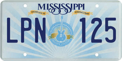 MS license plate LPN125