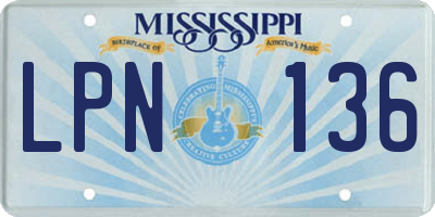 MS license plate LPN136