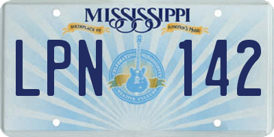 MS license plate LPN142