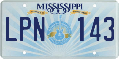 MS license plate LPN143