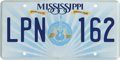 MS license plate LPN162