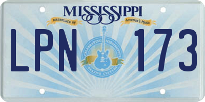 MS license plate LPN173