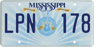 MS license plate LPN178