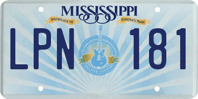 MS license plate LPN181