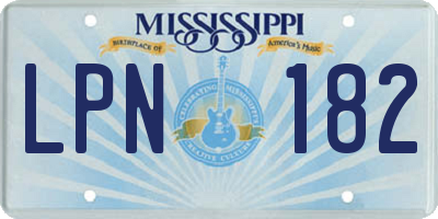 MS license plate LPN182