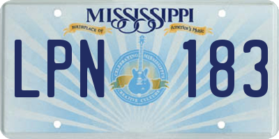MS license plate LPN183