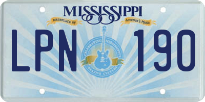 MS license plate LPN190
