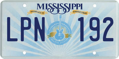 MS license plate LPN192