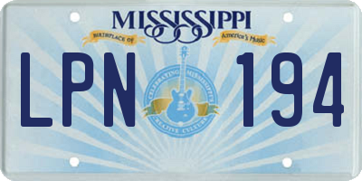 MS license plate LPN194