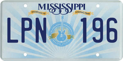 MS license plate LPN196